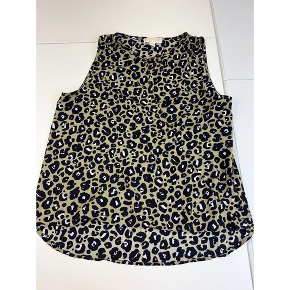 Michael Michael Kors Green Leopard Print Top‎ L - Picture 2 of 8